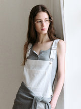 EYELET SEMI WIDE OVERALL PANTS WHITE