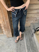 Zipper cuff waist bootcut capri pants