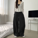 nylon curved banding wide pants