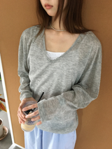シナモンサマーVネックニット (6color)