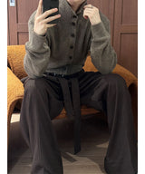[F/W] Highneck button crop knit cardigan(3color)