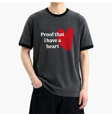エッセンシャルスタンダード半袖リンガーTシャツ レッドハートチャコール