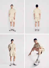 BASIC LOGO PIGMENT WASHING CARGO SHORT PANTS BEIGE