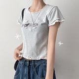 Cat Ribbon 🎀 Colorful Short-Sleeved T-Shirt (2 colors)