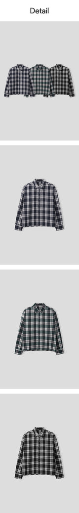 [Unisex] クロップチェックシャツ(3color)