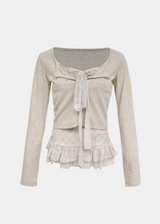 Jane Frill Top & Cardigan Set
