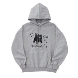 Cat Save The World Pixel art hoodie (Gray, Black)