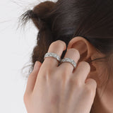 Bold lace heart open ring