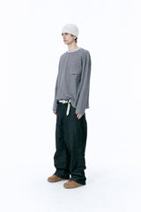 (BASE) STRIPE POCKET LONG SLEEVE (GRAY)