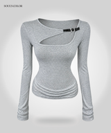 Buckle Cut-Out Top (3color)