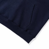 LEATHER APPLIQUE GRAPHIC HOODIE
 - NAVY