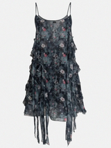 GHOST BLOOM FLOWER CHIFFON FRILL DRESS