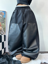 ストリング💙レザーダブルリベットロングパンツ💙🖤2カラー
