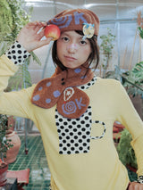 New UnsocialNight original autumn and winter 水玉模様ニット両面ベレー帽 women
