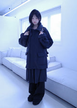 Wool balmacaan half coat