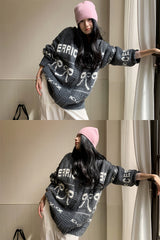 Bow Wide Hooded Knitwear Zip-Up Cardigan