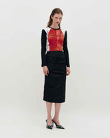 Draped Long Skirt _ BLACK