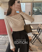 【MADE】ドレープネックシャーリングTシャツ