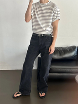 [S/S] ストライプオーバーフィット半袖Tシャツ(7coolor)