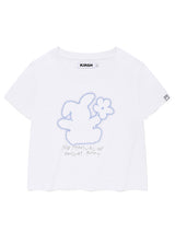 WITTY BUNNY CROP MODAL T-SHIRT [WHITE]