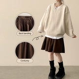 Rose waistband corduroy midi skirt