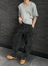 [S/S] Vacance damage v neck half knit(3color)