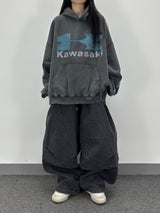 denim washing big balloon pants