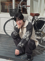 Bomb Cowichan color matching knit zip-up