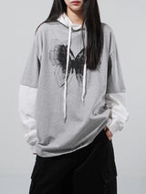 (UNISEX) レイレイヤードフードTシャツ