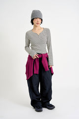 Bane stripe henley crop tee