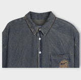 Summer shea damage washed denim half shirt