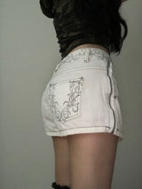 Oriental pattern skirt pants