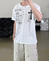 Crozen Waffle Henley Short Sleeve