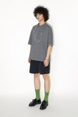 Lace stripe polo short-sleeved T-shirt