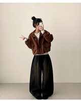 Fumo High Neck Banding Suede Jumper