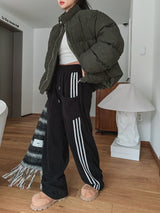 Reverse fleece string track pants