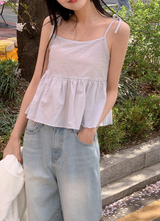 Stripe Flare Sleeveless Blouse (3color)