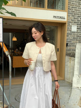 [BELLIDE MADE] colorless short-sleeved tweed jacket