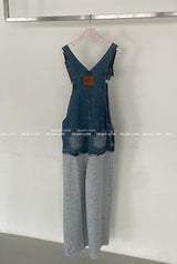 Patch Colored Denim Overall Overalls