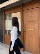 Luna Skin Off-Shoulder Cable Slim-Fit Knit