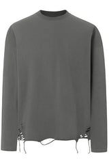 Distressed Cotton Long Sleeve