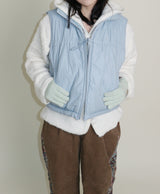Teddy Ribbon Knot High Neck Cropped Padded Vest (6 ounces)