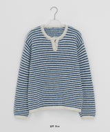 Malden Hairy Stripe Button Knit