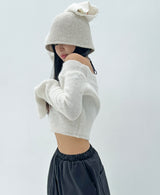 (HIGHLY RECOMMENDED!) MARSHMALLOW SOFT-FIT OFF-SHOULDER ANGORA RABBIT LONG-SLEEVE KNIT