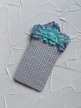 Blue flower mesh socks