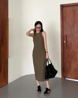Endless Halter Neck Maxi Dress - Olive