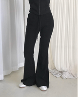 [♡MADE♡] puppy velour hip lettering slim bootcut pants