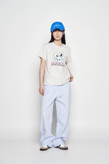 25SSナインティーズレトロバニーウーマンショートスリーブTシャツ ライトグレー