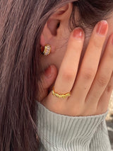 (silver925/18k) アクアキュービックイヤリング