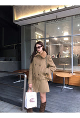 Lux wool belt padded half coat